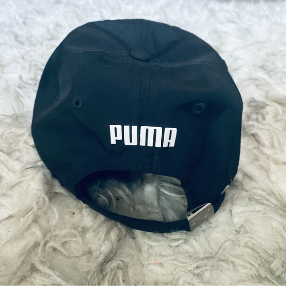 Puma Black Adult Baseball Cap Activewear Athletic Adjustable Hat White Logo - Picture 6 of 6